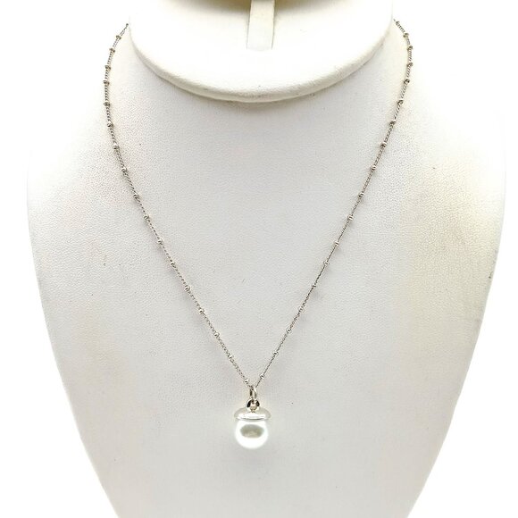 Jewelry - Vintage Pearl Drop Pendant on Delicate Silver Tone Chain Necklace